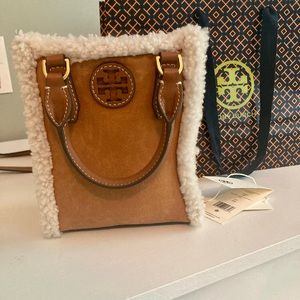 Tory Burch Blake shearling mini shopper